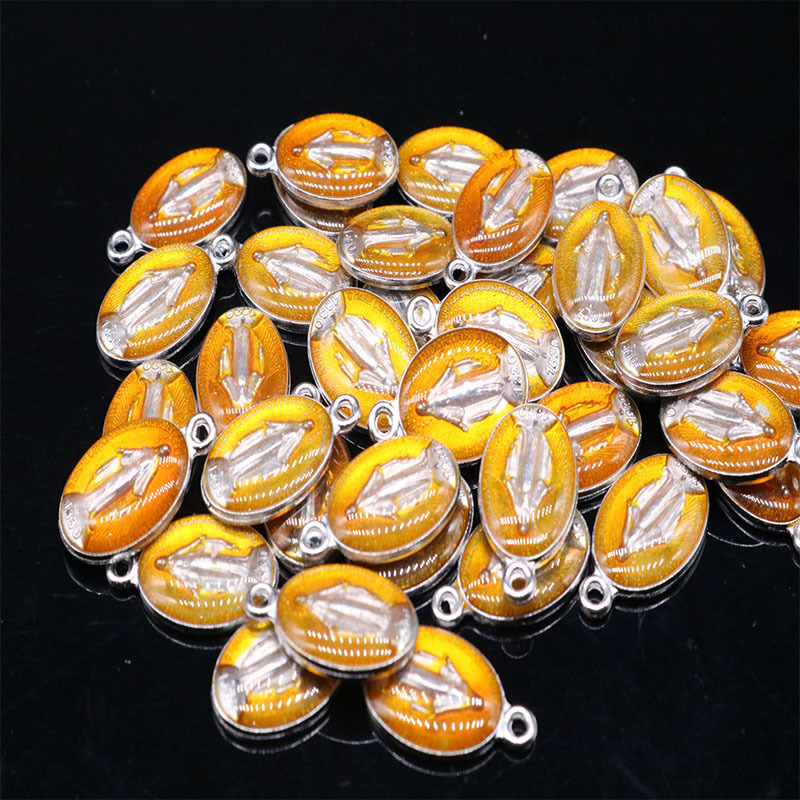 Charms Religious Miniature Blue Mary Catholic Gift Virgin Mary Sacred Heart Charm Trophy Holy Medal 100pcs 230907