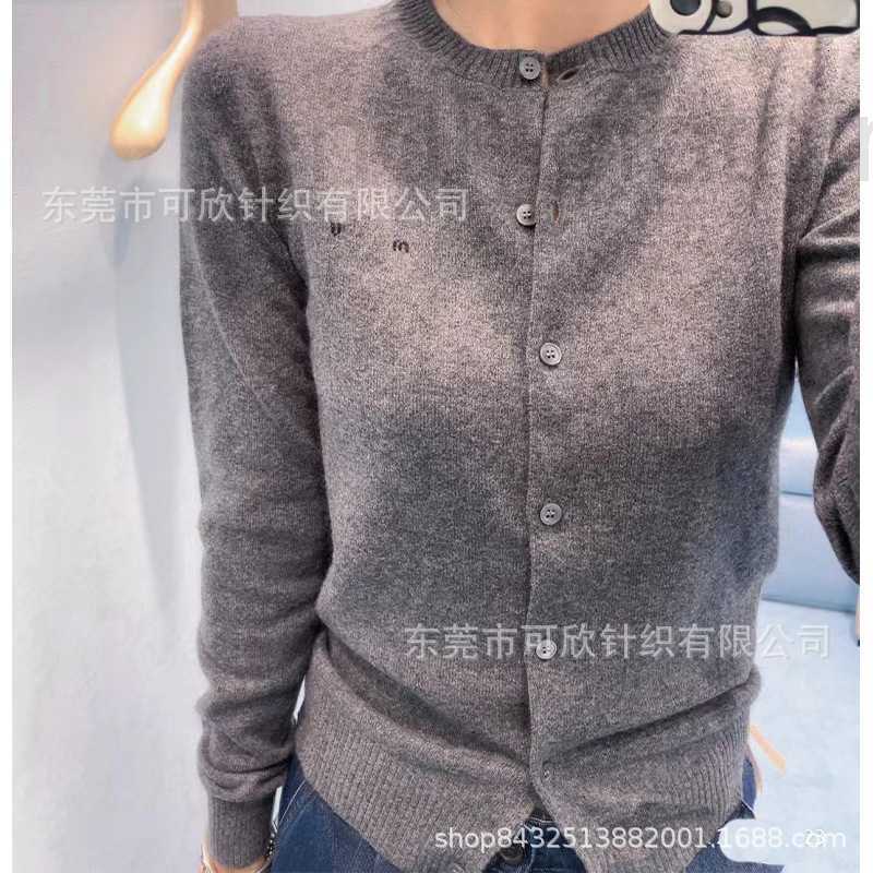 Women's Knits & Tees designer MIU style knitted cashmere round neck cardigan women's short jacket thin solid color overlay 2023 new product YQH1