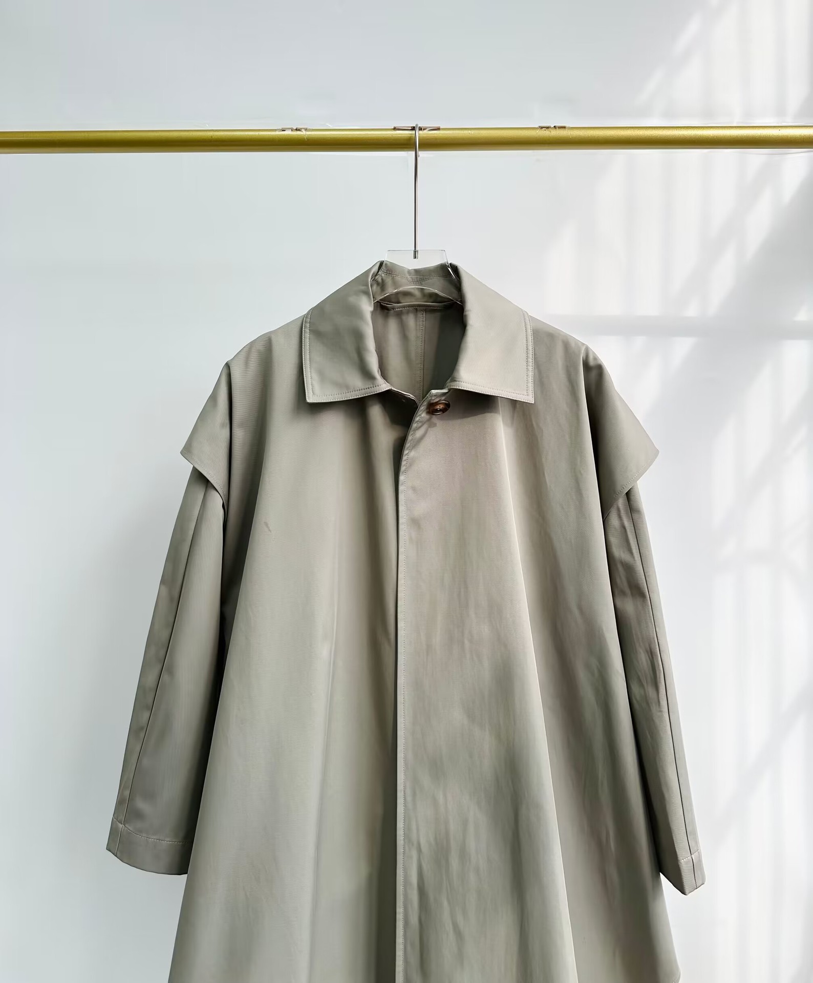 tem Cotton Collared Trench Coat Long Sleeve Coat for Women Size