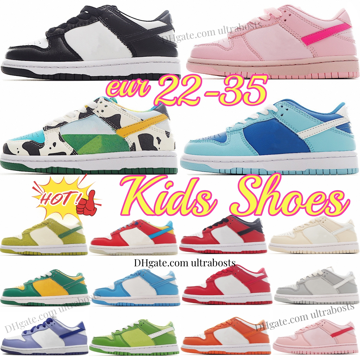 Kids Shoes Low Designer Toddlers Sneakers Chunky White Black Children Youth Triple Pink Trainers UNC Boys Girls Chicago Argon University Red Milk Grey Green Blue