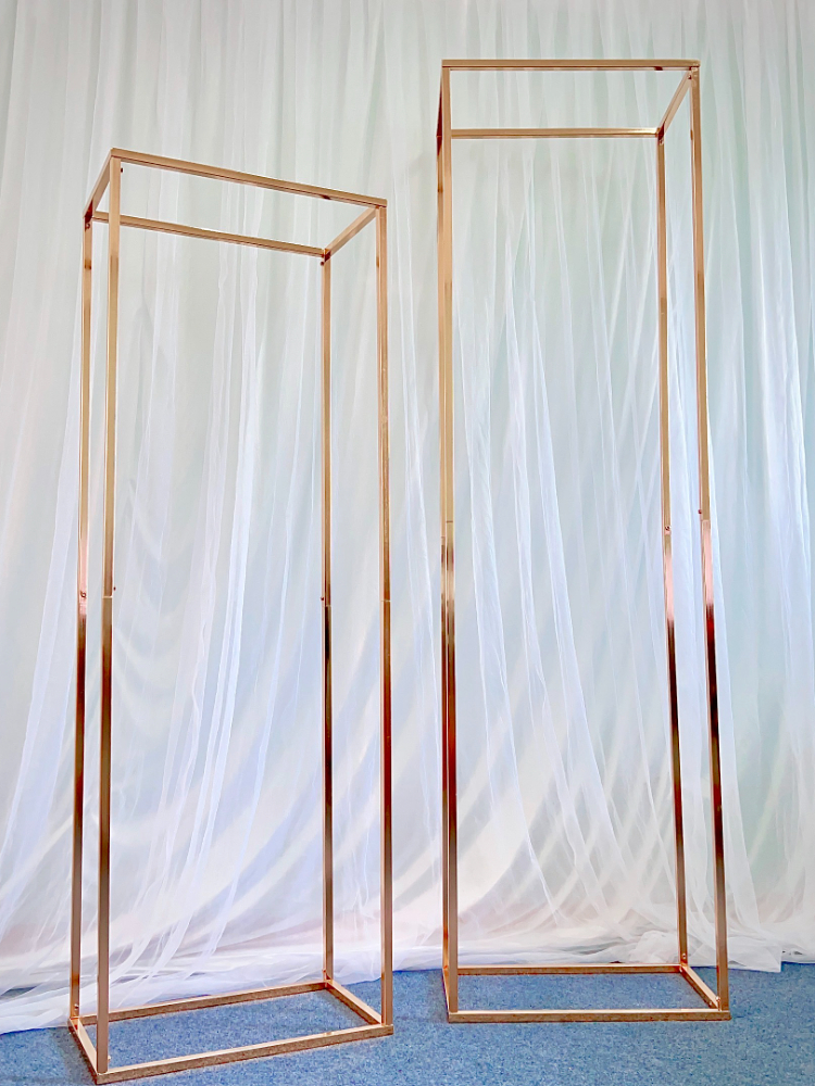 5PCS Shiny Gold Wedding Decoration Background Framer Welcome Banner Sign Lace Display Stand Flower Arch Riser Column Wedding Backdrops Props