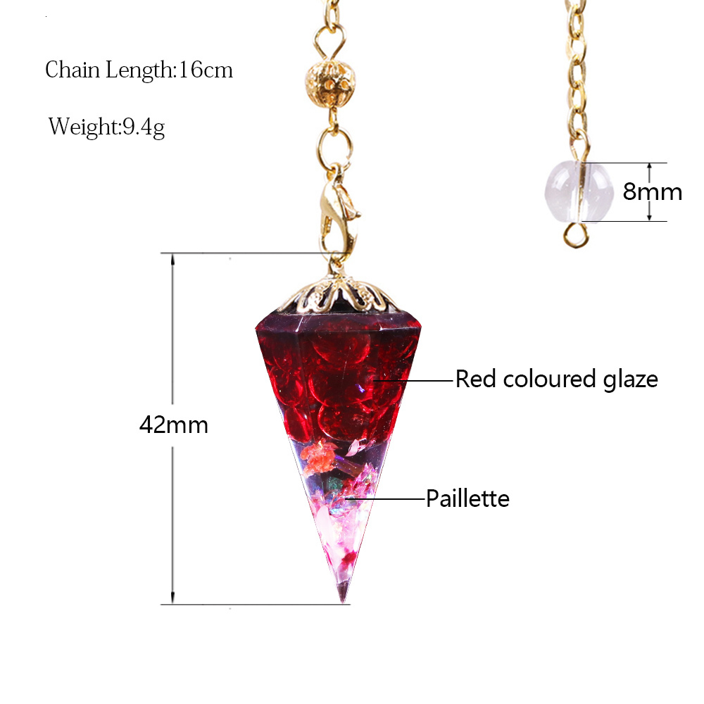 Charms Chakra Resin Crystal Pendulum 6 Faceted Point Gemstone Reiki Healing Pendulums For Dowsing Scrying Divination Meditation 230907