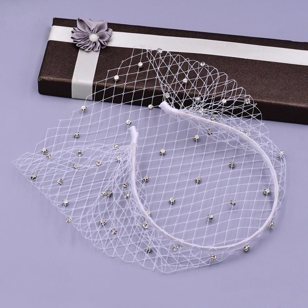 Birdcage Veil Blusher Veil White Black Headband Veil for Bridal Fascinators Face Net Mask Hair Jewelry Accessories Veils
