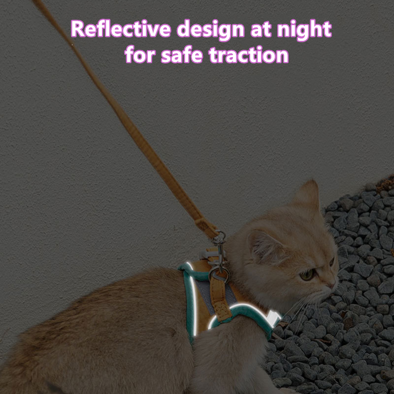 Dog Collars Leashes Pet Cat Vest Harness and Leash Set Comfortable Breathable Cats Collar Outdoor Traction Rope for Walking Accessories 230907