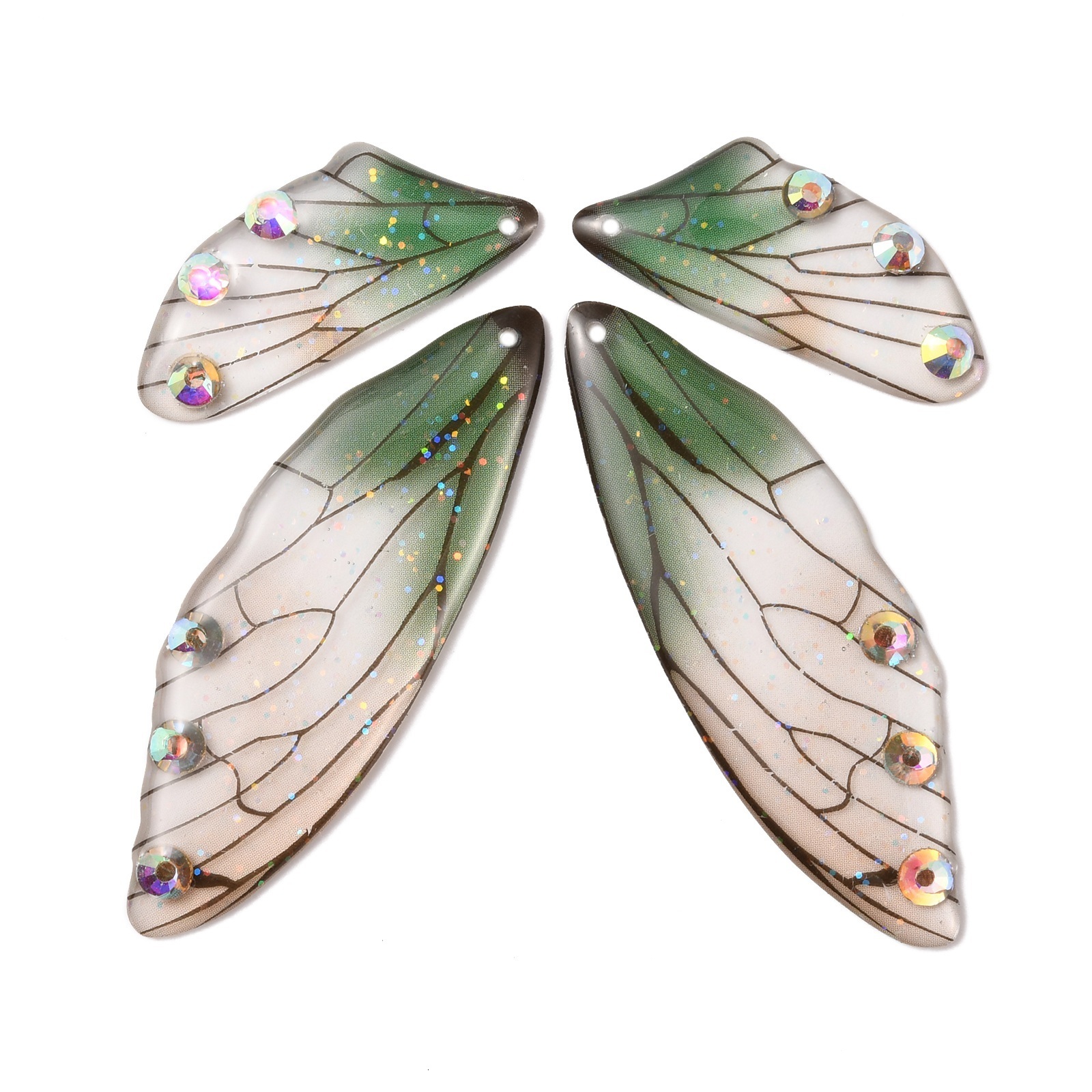 Charms 40pcs Rainbow Gradient Transparent Resin Fairy Wing Pendants For Women Glitter Dangle Earrings Jewelry Making 230907