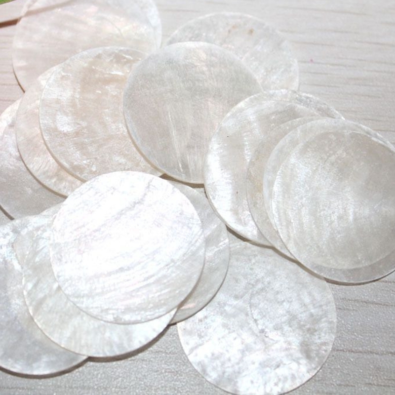 Charms 30/50/65MM 50Pcs No Hole 100% Pure Natural Mirror Flat Round Shape Freshwater Shell Jewelry Beads Jewellery Charms 230907