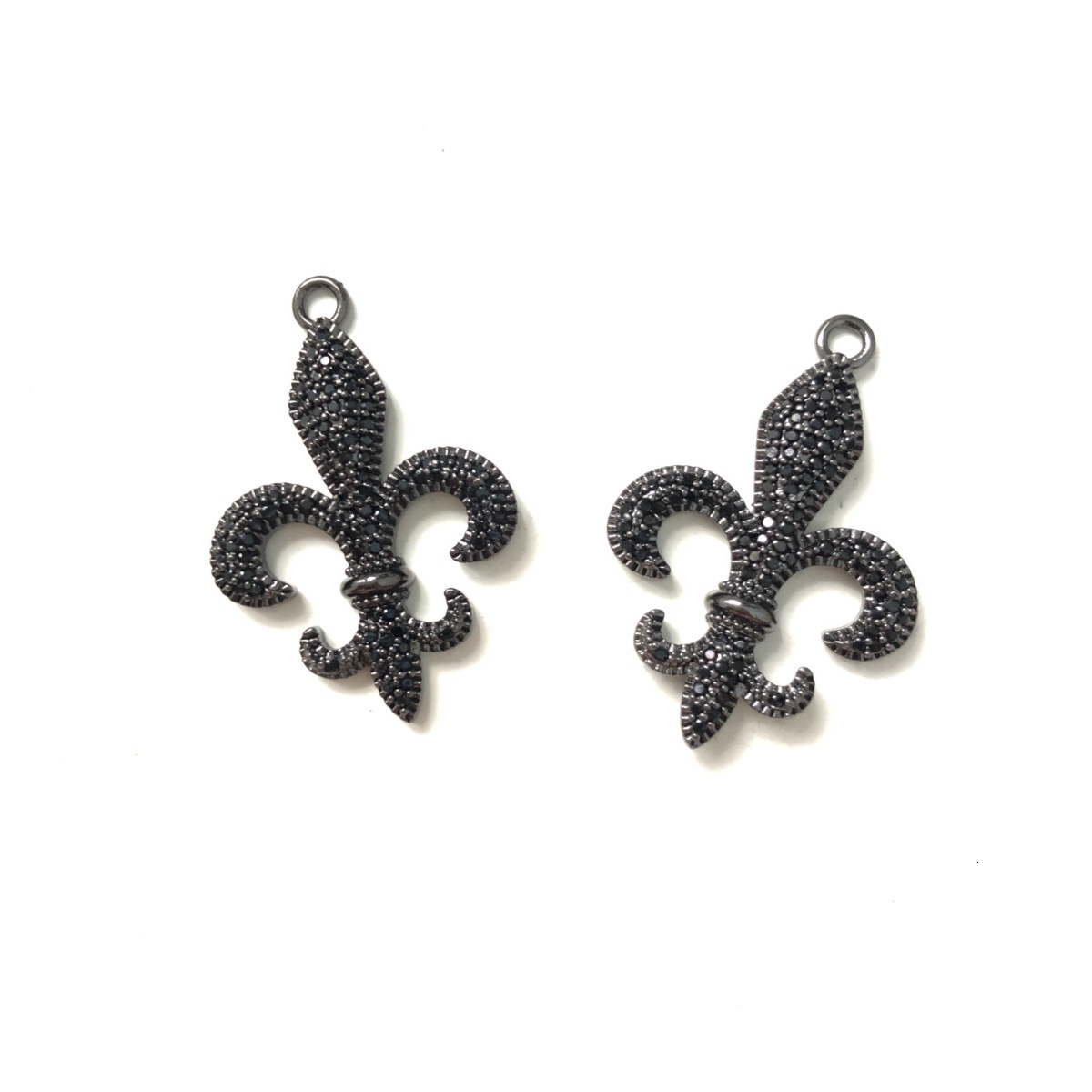 Charms 5pcs Fleur De Lis Iris Flower Charm for Women Bracelet Girl Necklace Making Zirconia Pave Pendant for Handmade Jewelry Accessory 230907