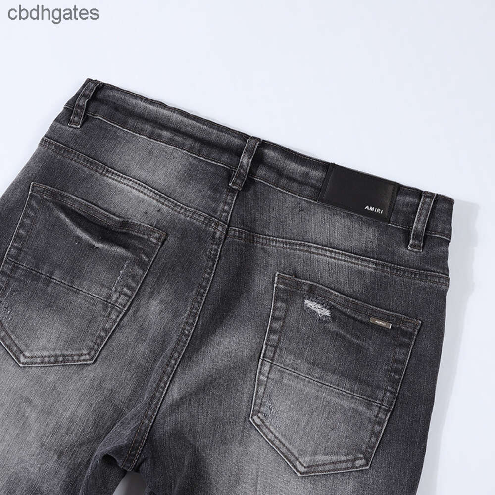 Jean Fashionable Mens Fashion Amiirii 2023 Demin 2023 Purple Jeans Brand Grey Black Split Leather Trendy Slim Fit