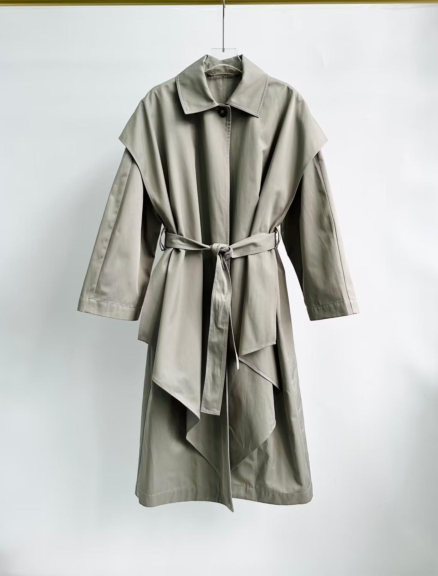 tem Cotton Collared Trench Coat Long Sleeve Coat for Women Size
