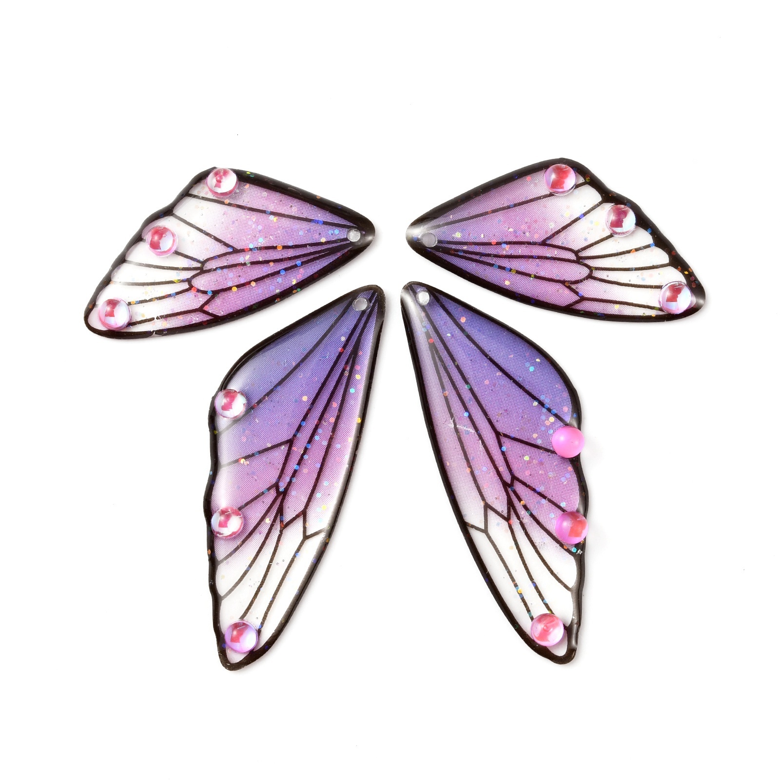 Charms 40pcs Rainbow Gradient Transparent Resin Fairy Wing Pendants For Women Glitter Dangle Earrings Jewelry Making 230907