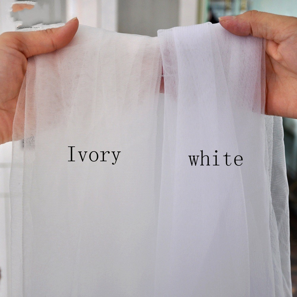 2023 Wedding Accessories Soft Tulle Pearls One Layer Cut Edge Long Short Cathedral Wedding Veil Bridal Veil with Comb