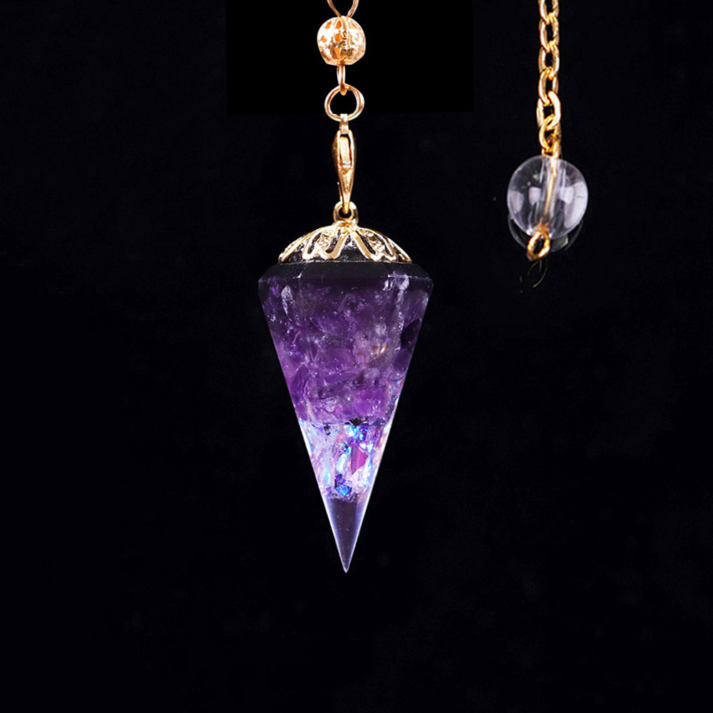Charms Chakra Resin Crystal Pendulum 6 Faceted Point Gemstone Reiki Healing Pendulums For Dowsing Scrying Divination Meditation 230907