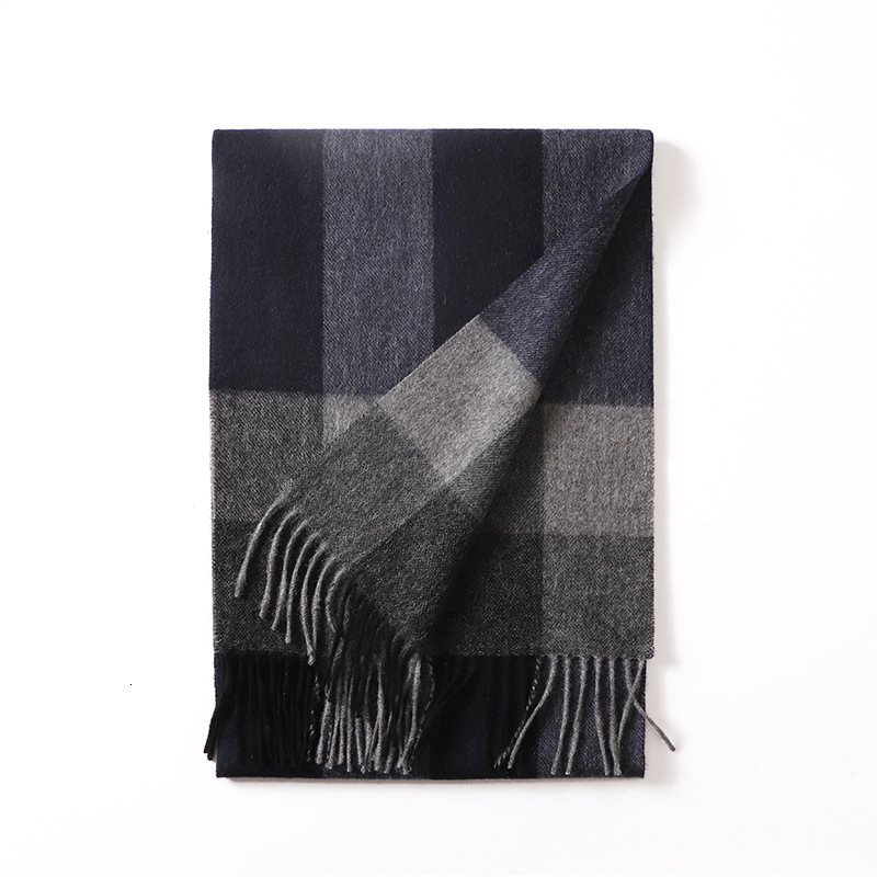 Scarves 100% Wool Scarf For Men British Style Tartan Plaid Cashmere Scarf Winter Warm Soft Neck Scarves Classical Business Man Scarf 202 230907