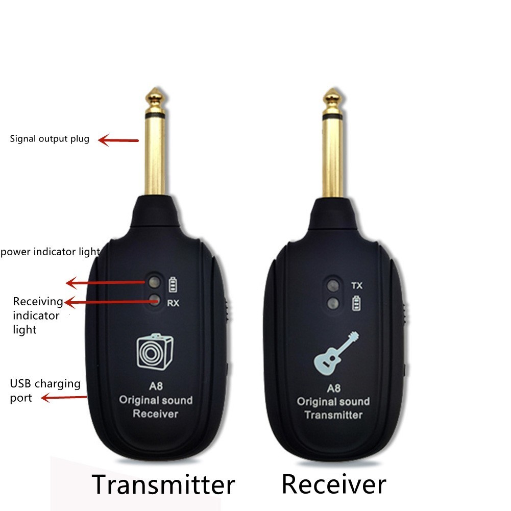 Lighting Studio Accessories A8 UHF Guitar Wireless System Transmitter Receiver Builtin Rechargeable wireless guitar transmitter for accessories 230908 - view 5