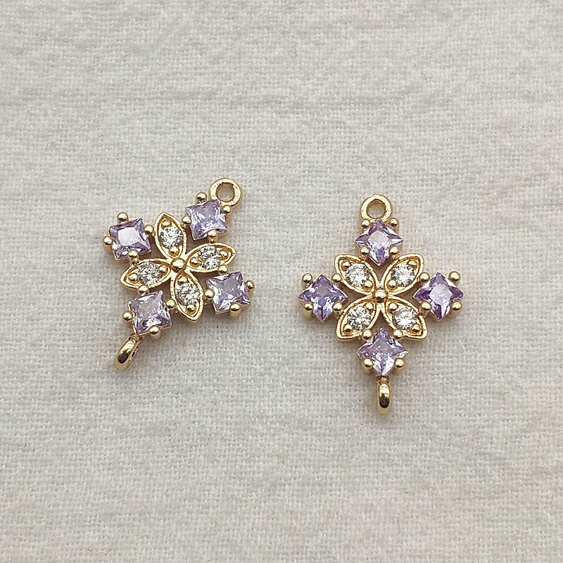 Charms Arrival 20x14mm 50pcs Cubic Zirconia Charm Flower Connector For Handmade Necklace/Earrings DIY Parts Jewelry Accessories 230907