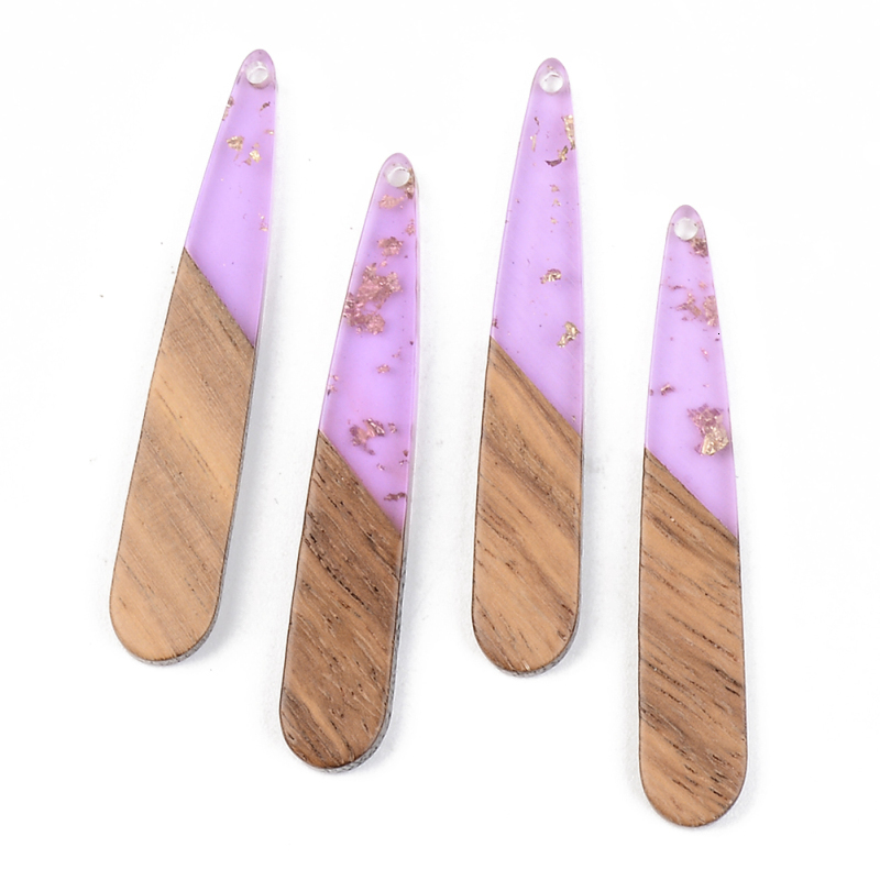 Charms 50pcs Teardrop Resin Wood Pendants Colorful Charms for Jewelry Making DIY Bracelet Necklace Craft Supplies 44x7.5x3mm 230907