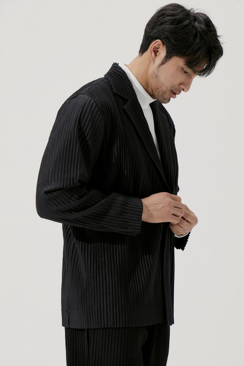 Men's Slim Fit Stretch Blazer Jacket Dark Gray, Black, Light Gray - Casual Smart Style, Polyester, B4