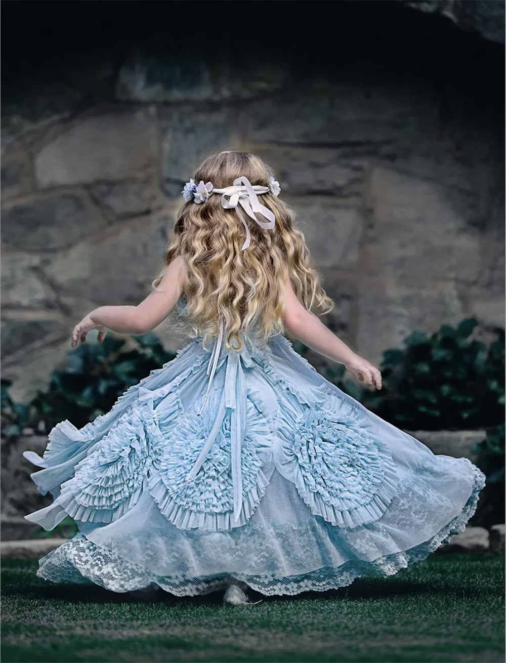 2023 Dollcake Flower Girl Dresses For Weddings Ruffled Kids Pageant Gowns Flowers Floor Length Lace Party Communion Dress