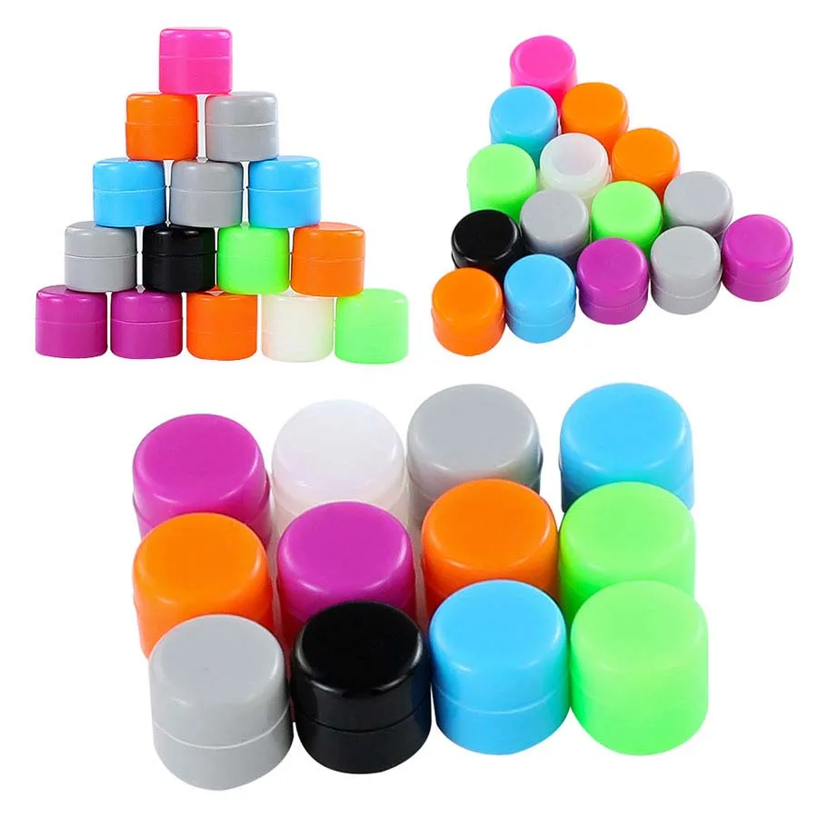 Super Mini jar 2ML silicone wax dabber rig containers MOQ=10pcs storage bottles use for organization random color LL