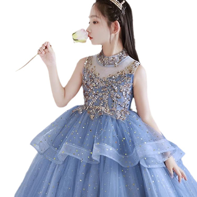 Shiny Ball Gown Flower Girl Dresses For Wedding Beaded Lace Appliqued Toddler Bling Prom Girls Pageant Dress Kids Communion Gowns 403