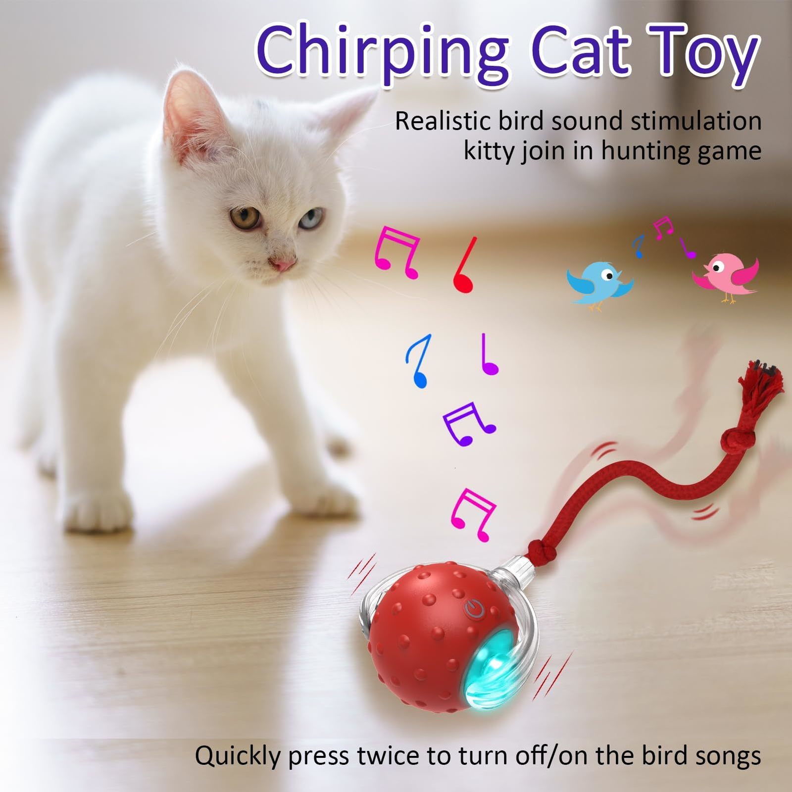 Other Cat Supplies Rolling Ball Bird Chirping Interactive Cats Toys Motion Sensor Toy Balls Random Pet Kitten Teaser Long Tail 230907