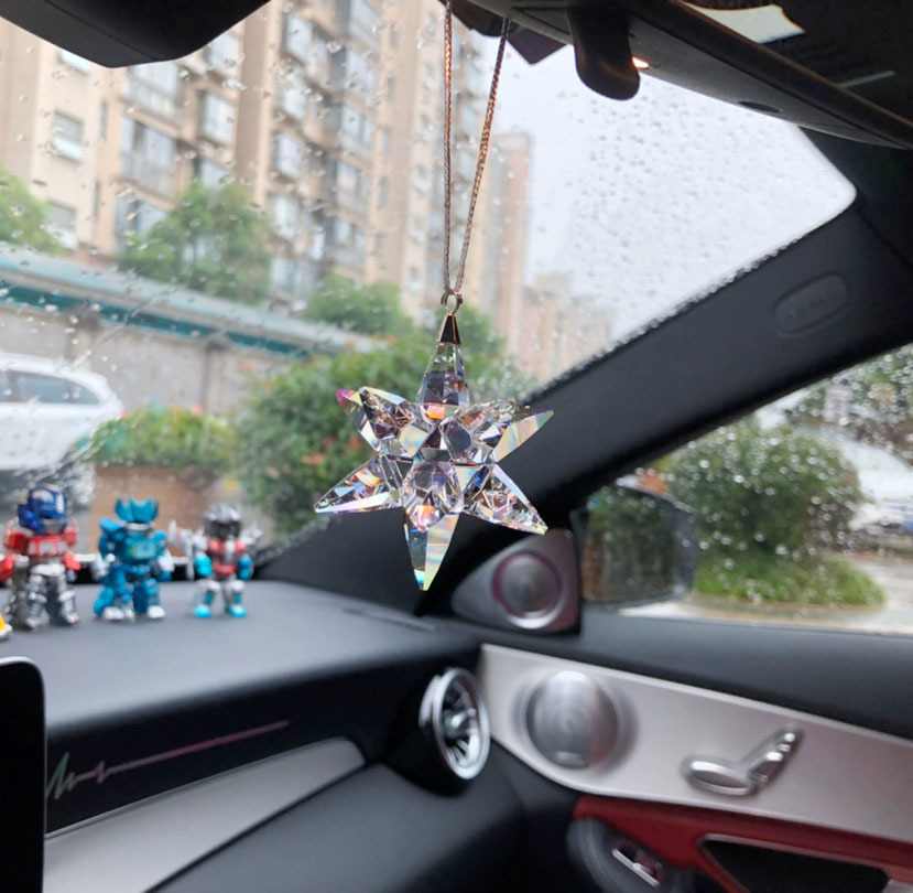Charms Small Pendant Austrian Crystal Star car Decoration Ornaments Sun Catcher Hanging Trim Christmas Tree Gifts craft two size 230907