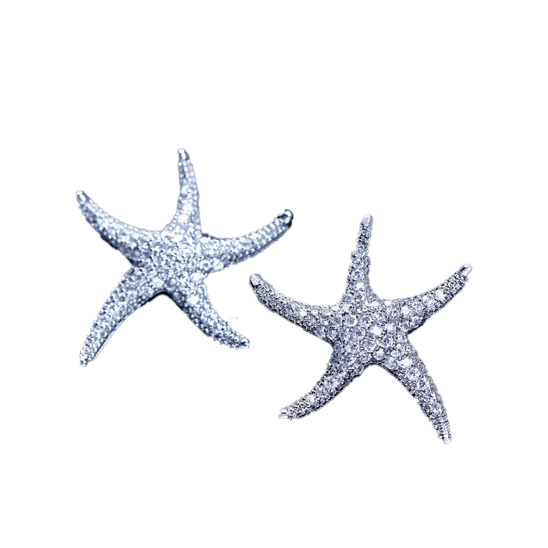 Starfish Style Earring White Gold Filled 5A clear Diamond Cz Engagement wedding Stud Earrings for women festival Gift