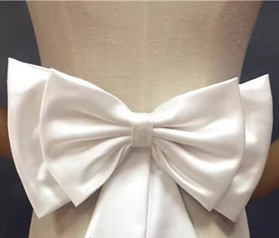 Separate white satin bow detachable bridal dress satin knot accessories