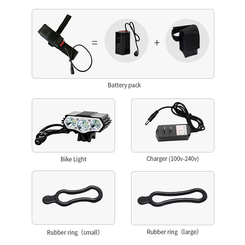 Bike Lights Super Bright Bicycle Front Light 3xT6 LED Outdoor MTB Road Headlight Waterproof Safe Cycling Lamp With Battery Pack BC0533 230907