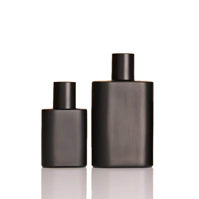 Matte Black Glass Perfume Bottles 30ml 50ml 100ml Flat Square Light Proof Fine Mist Sprayer Bottle