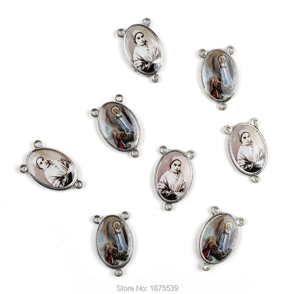 Charms Our Lady of Lourdes Rosary Center St Bernadette Color Rosary Center Medal In France 230907