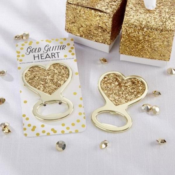 Gold Glitter Heart shaped Bottle Opener wedding favors bridal shower giveaways event party ZZ