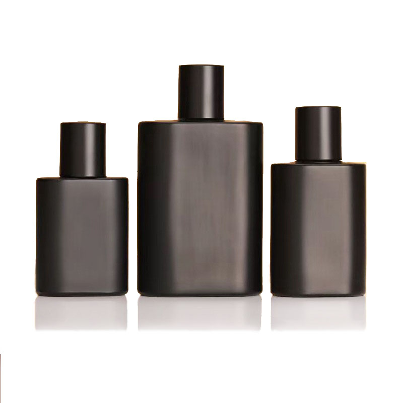Matte Black Glass Perfume Bottles 30ml 50ml 100ml Flat Square Light Proof Fine Mist Sprayer Bottle