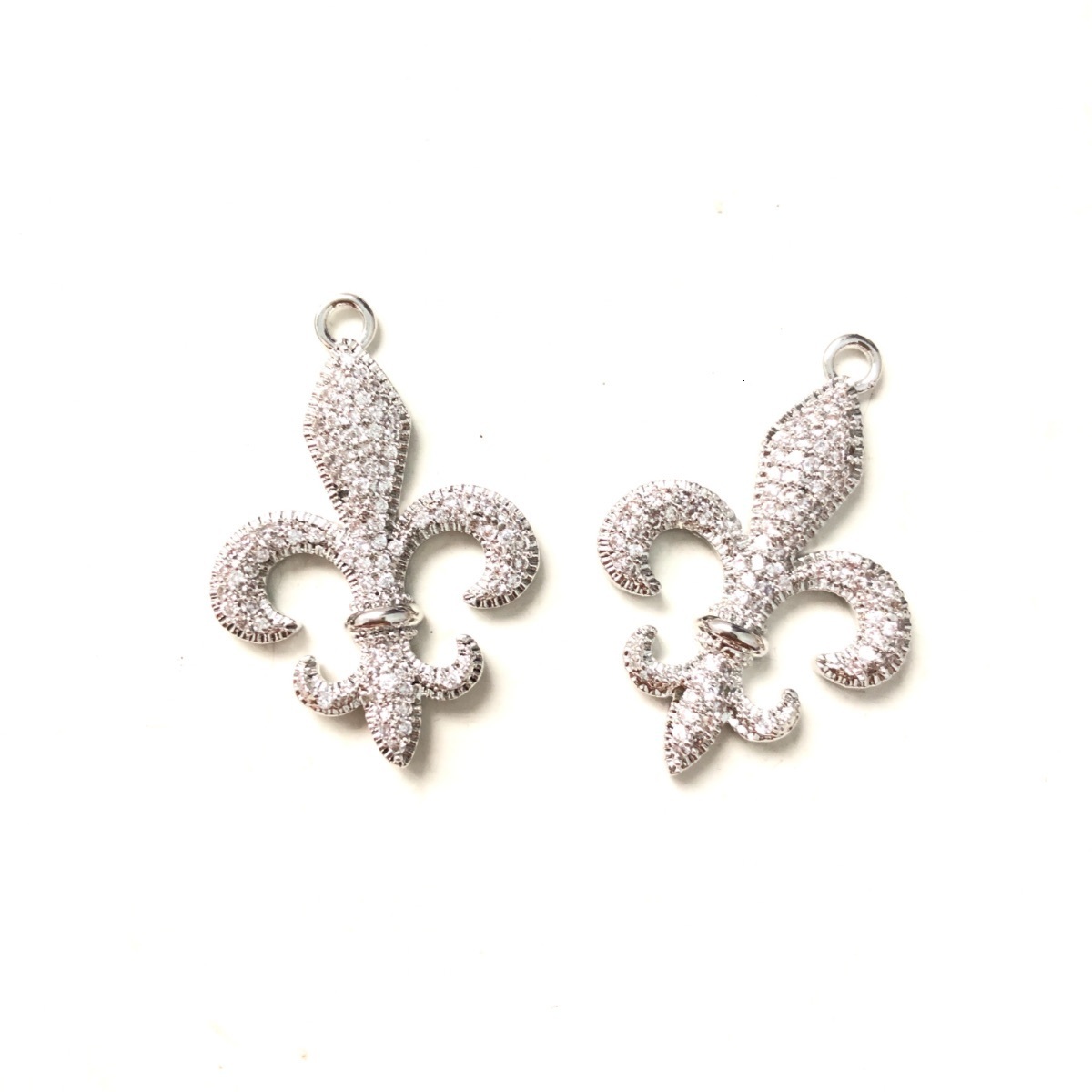 Charms 5pcs Fleur De Lis Iris Flower Charm for Women Bracelet Girl Necklace Making Zirconia Pave Pendant for Handmade Jewelry Accessory 230907