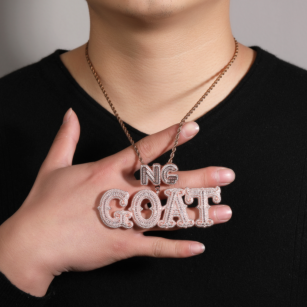 Charms UWIN Customized Name Pendant Necklace for Women Men Iced Baguettecz Letter Bling Cubic Zircon Letters Charms Fashion Jewelry 230908