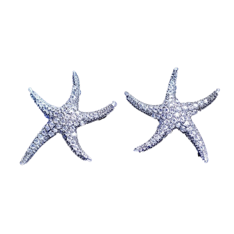 Starfish Style Earring White Gold Filled 5A clear Diamond Cz Engagement wedding Stud Earrings for women festival Gift