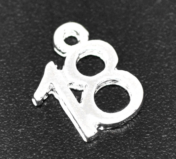 Charms Fashion Number Age Charms For Jewelry Making Number " 20 " 18 " 50 " Silver Color Charms Pendant Necklace DIY Findings 2309