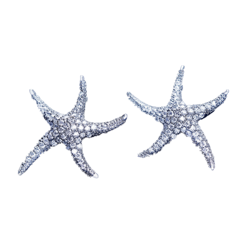 Starfish Style Earring White Gold Filled 5A clear Diamond Cz Engagement wedding Stud Earrings for women festival Gift