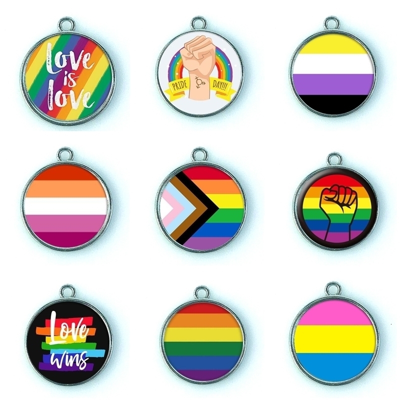 Charms 20pcs Color Rainbow Gay Lesbian LGBT Pride Dangle Charms Pendant Jewelry Accessories For DIY Bracelet Necklace Jewelry Making 230907