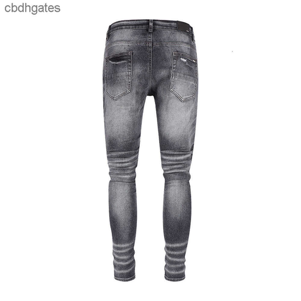 Jean Fashionable Mens Fashion Amiirii 2023 Demin 2023 Purple Jeans Brand Grey Black Split Leather Trendy Slim Fit