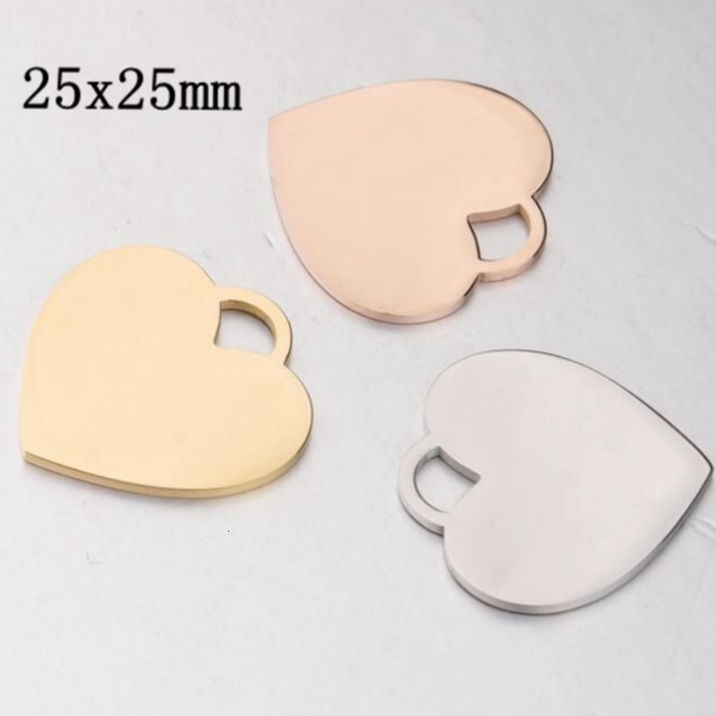 Charms 20pcs/lot 100% Stainless Steel Mirror Polished 20mm 25mm Heart Tag Charm Pendant for Bracelet Necklace DIY Jewelry Making Charms 230907