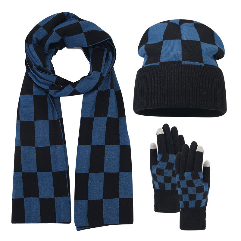 Scarves Fashion Winter Women Wool Hat Scarf Gloves 3pcs Set Men Women Knitted Hats Caps Neck Warmers Gloves 230907