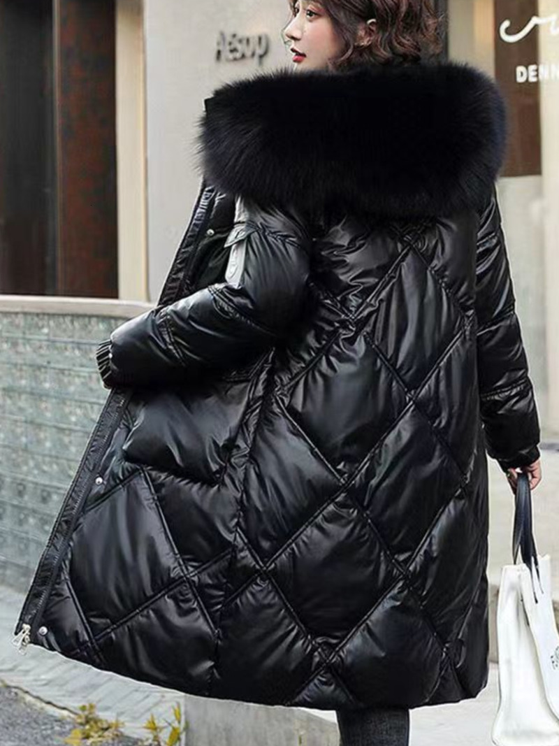 Women's Down Parkas 2023 Autumn Winter Hooded Fur Collar Long Mujer Thick Warm Cotton Padded Jacket Women Casual Hoodies Coat Female 230908