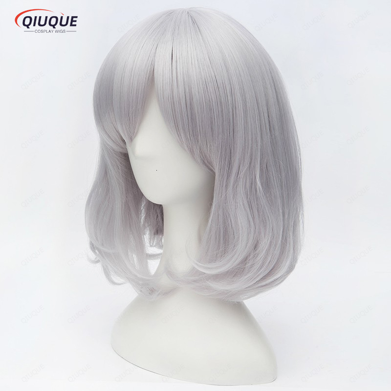Cosplay Wigs Howl's Moving Castle Sophie Hatter Short Silvery White Bob Heat Resistant Synthetic Hair Cosplay Costume Wig Cap 230908