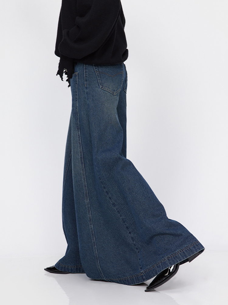 Women's Jeans REDDACHiC Korean Stylish Women Baggy Flared Leg Loose Vintage Elephant Bell Bottoms Bootcut Blue Pants High Waist Trousers 230908
