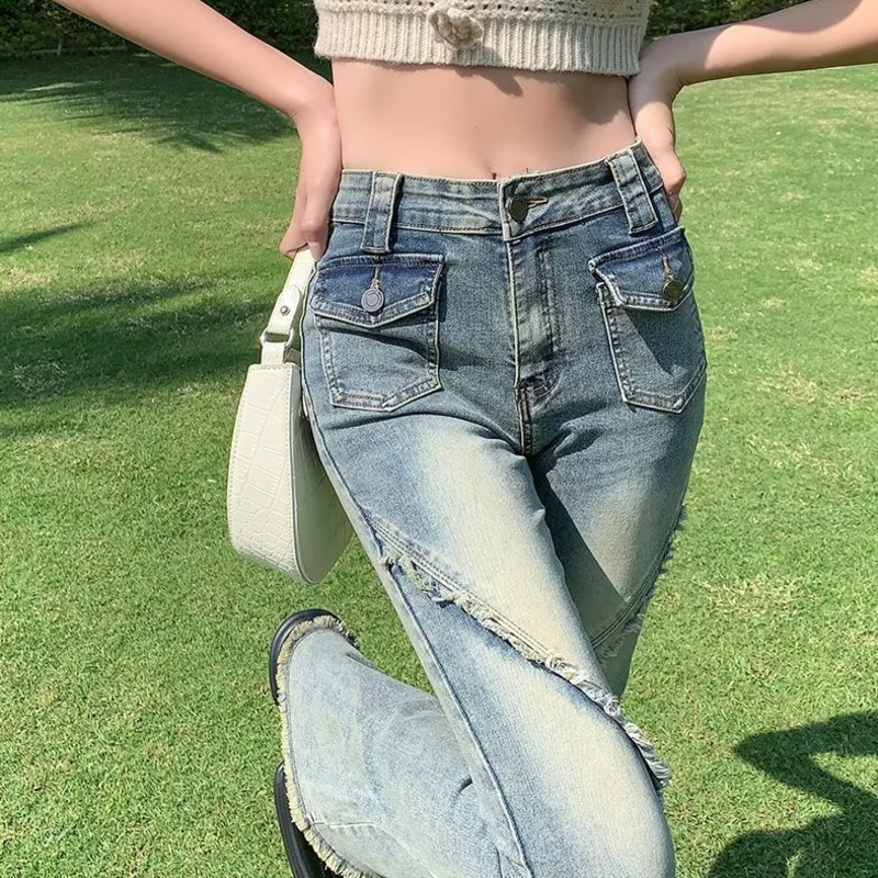 Women's Jeans Versatile Japanese Pants Spring And Autumn Trends Dark Micro Flared Minimalist Literary High Waisted Fashion 230908Z