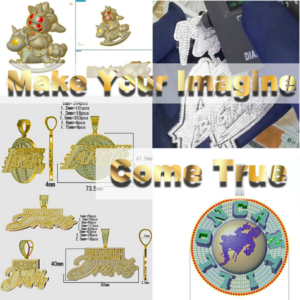 Custom Moissanite Pendant Diamond and Chain Vvs1 Passes Diamond Tester Hiphop Vvs Custom Moissanite Pendant for Men