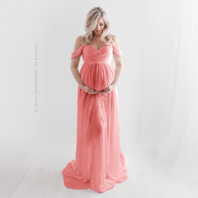 White Dot Tulle Maternity Photography Props Dress See Through Maternity Photo Shoot Tulle Long Dress Lantern Sleeve R230909