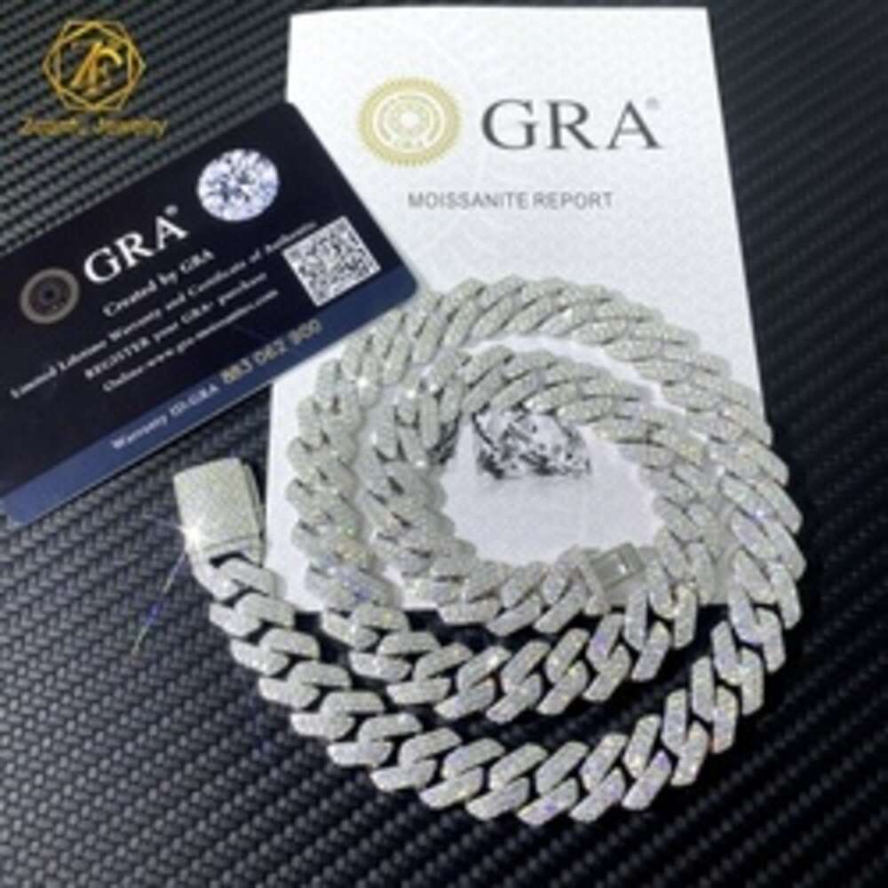 necklace cuban link chain moissanite chainHip Hop 925 Sterling Silver Vvs Moissanite Diamond Iced Out Miami Big 16mm 20mm Chain or Men