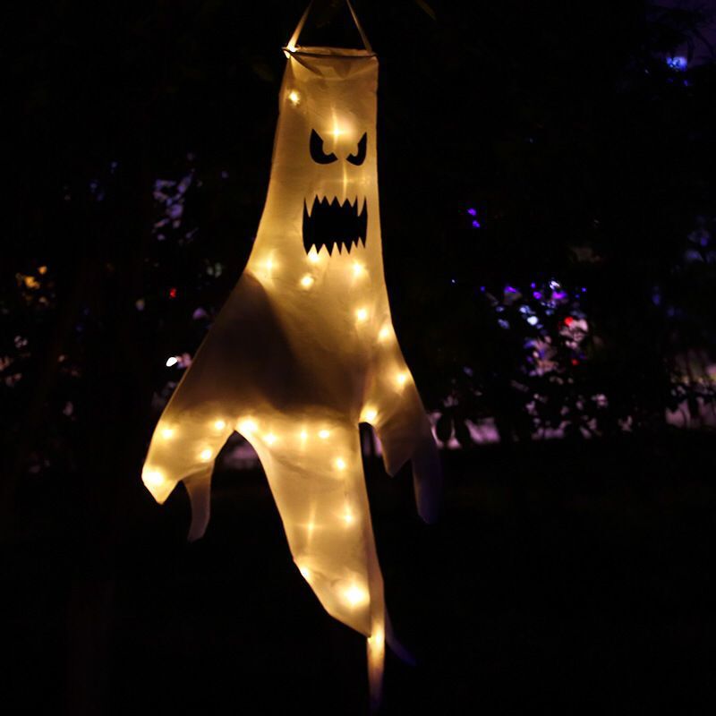 Large LED Halloween Outdoor Light Hanging Ghost Halloween Party Dress Up Glowing Spooky Lamp Horror Props Home Bar Decoration D2.0
